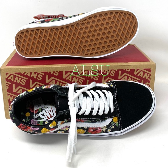 VANS Old Skool Lux Floral Black Suede Shoes Women’s Sneakers Size VN0A38G1U5H - Picture 3 of 10